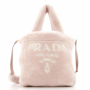 Prada Mini Logo Tote Shearling